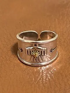 シルバー925 メキシカンジュエリーヴィンテージリング花模様矢印リング