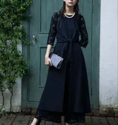 form forma ウエストマーク　レース　オールインワン風　ドレス