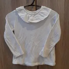 UNIQLO/ホワイト フリル付き 長袖シャツ