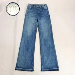 美品】✨ヤヌーク ワイドフレアデニムパンツ インディゴ CVL 24 - メルカリ