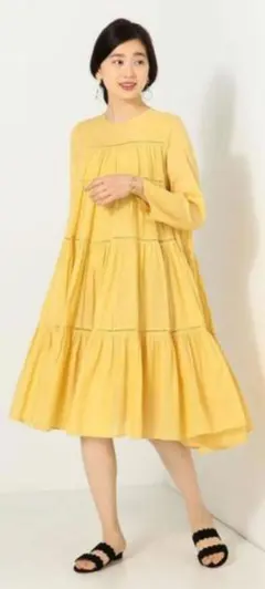 【早い者勝ち！！本日限定お値下げ】人気✨ヌキテパワンピース✨イエロー