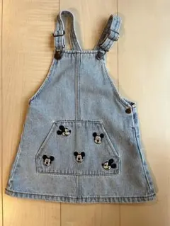 Zara 98 ミッキーマウス、デニムオーバーオール