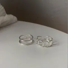 【大人気】　2点セット　リング　シルバー　アクセサリー　ビンテージ風　男女兼用