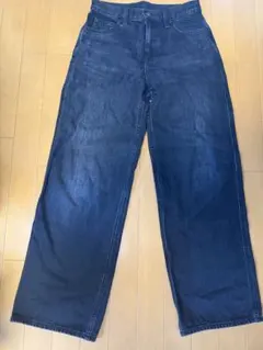 ダークブルーデニム ワイドレッグパンツ