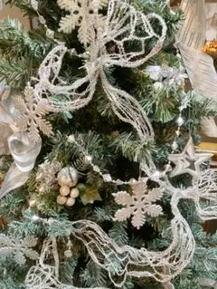 ヴィンテージ雪の結晶きらきらフロストラメ飾り7種類12点Xmasオーナメント