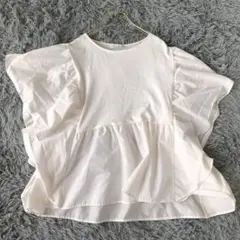 美品 アースミュージック＆エコロジー 袖フリルドッキングプルオーバー F