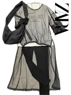 ZARA メッシュ シースルー Tシャツ ブラック