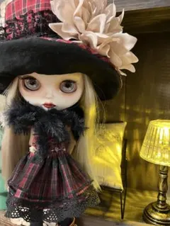 ブライス アイシードールアウトフィット 2way帽子セット 赤チェック