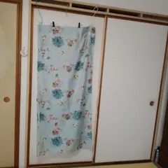 花柄のれん ライトブルー