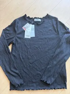 しまむら　リブ　長袖トップス　ブラック　LLサイズ