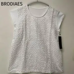 新品 BRODIAEA 二分袖 カットソー 花柄刺繍 二重 ホワイト 40のサムネイル