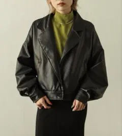 ブラックレザー風ジャケット フリーサイズ