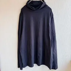 タルボット カットソー タートルネック 無地 1X 黒 綿 ストレッチ ゆったり