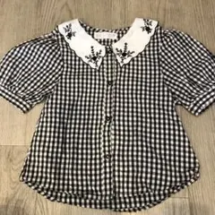 ZARA kids 刺繍ブラウス 襟付きブラウス ギンガムチェック