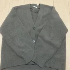 GU グレー リブ編み カーディガン