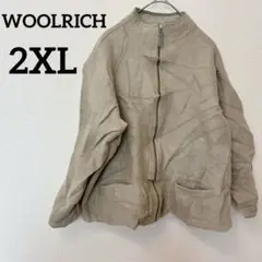 希少【2XL】ウールリッチ 100%ウール ジップアップジャケット カーキ系
