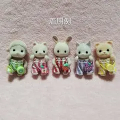 赤ちゃんお洋服　サマーサロペット５着セット　ストライプ柄①フルーツ　ハンドメイド