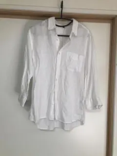 リネン ホワイト 長袖シャツ　無印良品　Ｌ　メンズ