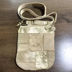 コーチ　ショルダーバッグ　ゴールド　パッチワーク