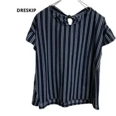 ドレスキップ　DRESKIP　カットソー　ネイビー　ストライプ　リボン　フリル