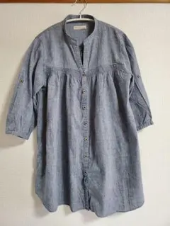 COX チュニックシャツ 2WAY 半袖可 ロールアップ ナチュラル デニム調