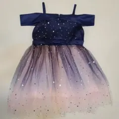 星柄オフショルダードレス ネイビー