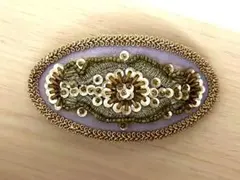 【未使用】ビーズ刺繍 アンティーク風 ヘアバレッタ