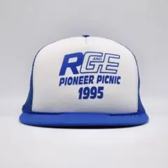 90s USA 企業ロゴ ビンテージ メッシュ キャップ 電力 ニューヨーク 青