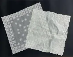スワトウ　レースハンカチ 2枚セット　スワトウ刺繍（汕頭刺繍）