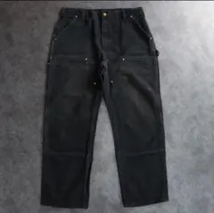 稀少 MADE IN USA カーハート ブラック ダブルニー W36 L30 - メルカリ