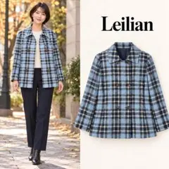 Leilian レリアン チェック柄 ダブルブレストジャケット XL相当