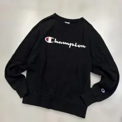 【Champion】ブラック ロゴ スウェット C3-H004✨ メンズ M