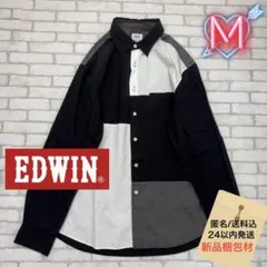 ■EDWIN モノトーン アシンメトリー パッチワーク 切替シャツのサムネイル