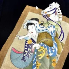 越後姫の古布4128 正絹 錦紗縮緬 桜の花びらと時代人物 - メルカリ