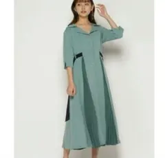 REDYAZEL 配色 ダブルバックル シャツ ワンピース Mサイズ グリーン