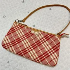バーバリーブルーレーベル　ショルダーバッグ　赤系　チェック　ショルダー取外し可