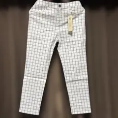 good day スリムフィットパンツ ホワイト チェック柄 ストレッチ【新品】のサムネイル