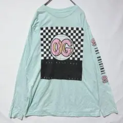 FRESH LAUNDRY OG ドーナツ チェッカー柄 長袖Tシャツ L 水色