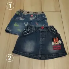2枚SET ベビードール　デニムスカート90cm 　ミニーマウス