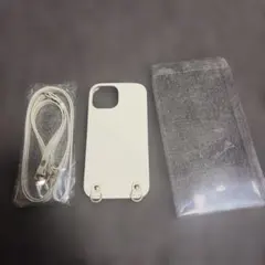新品　iPhone15 ホワイトレザー風iPhoneケース ストラップ付き