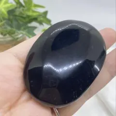【天然石】チベット産 漆黒モリオンパーム◆握り石