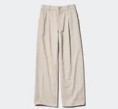 ユニクロ ドレープデニムタックパンツ Lサイズ ベージュ UNIQLO ボトムス