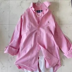 極美品 ラルフローレン ピンクストライプ オックスフォードシャツ 