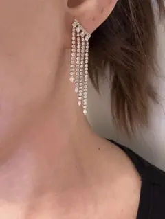 天然ダイヤモンド 2.6ct K18WG 4連ロングピアス