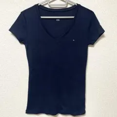 トミーヒルフィガー　VネックTシャツ　ネイビー　XS