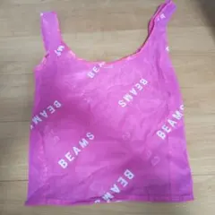 BEAMS ロゴ入り メッシュ エコバッグ ピンク