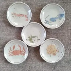 橘吉 豆皿 5枚セット 海鮮絵柄のサムネイル