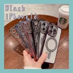 【お値下げ中】スマホケース　アイフォン　キラキラ　iPhone16 ブラック