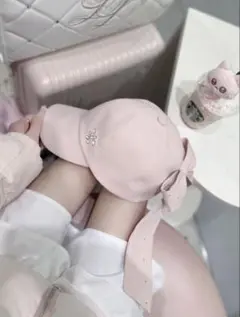 ルミニョン Lumignon back ribbon cap ピンク - メルカリ