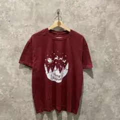 【送料無料】USA古着 クリスマス イベント系 プリント Tシャツ ボルドー